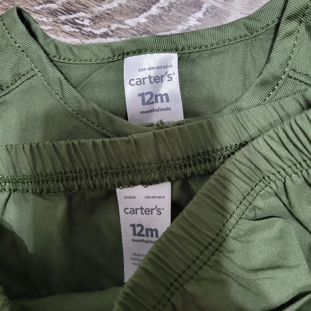 Baby Carter's 2 Piece Green Sleeveless Dress Size 12M